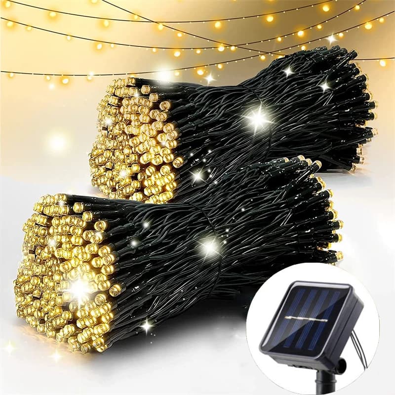 Catena di Luci Solari LED per Esterni, Decorazione Natalizia, Luci Fatate Solari per Giardino e Natale