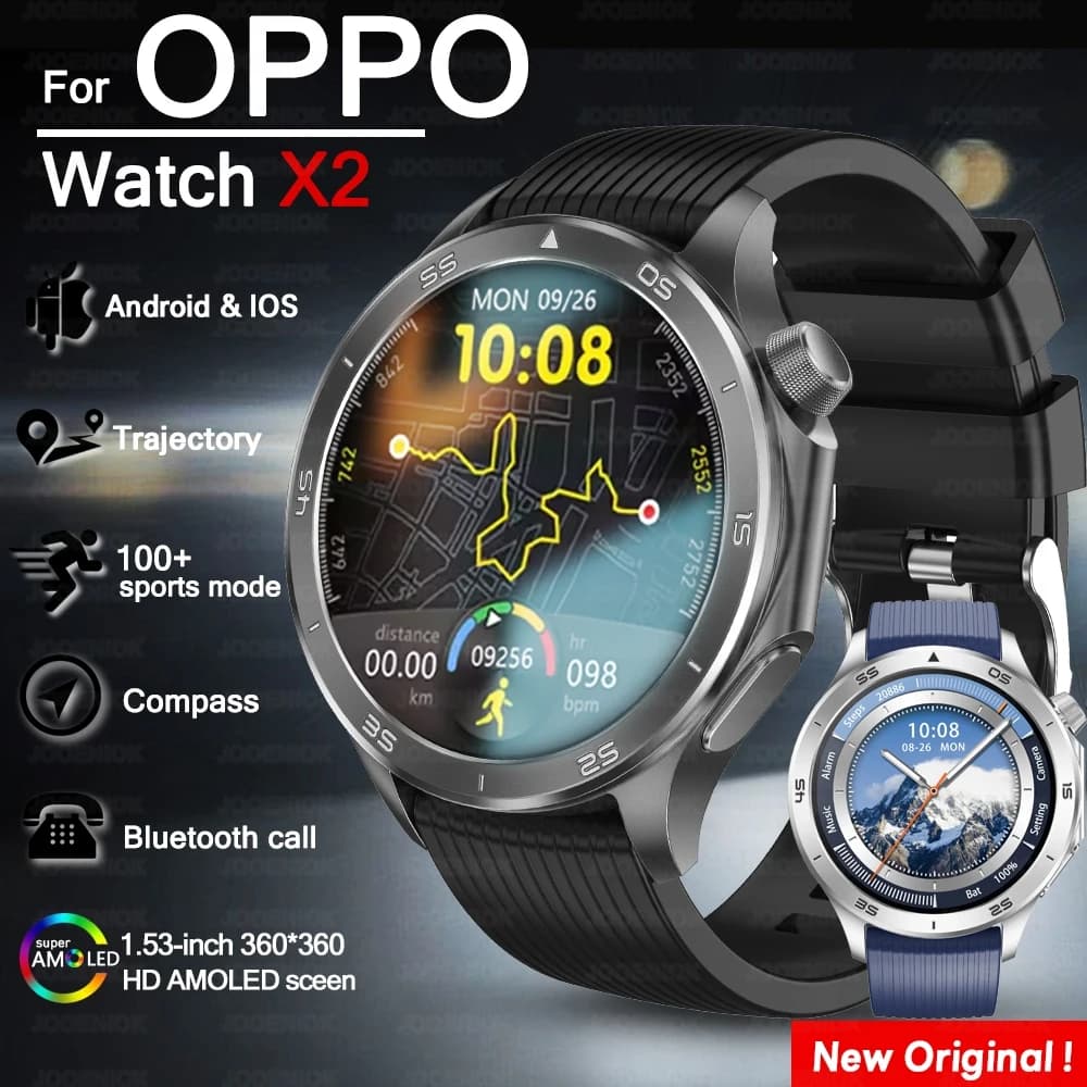 Per OPPO Orologio X2 GPS Sport Astuto Della Vigilanza Degli Uomini 360*360 HD Schermo Bussola Altitudine Fitness Tracker Frequenza Cardiaca BT Chiamata Uomo Smartwatch
