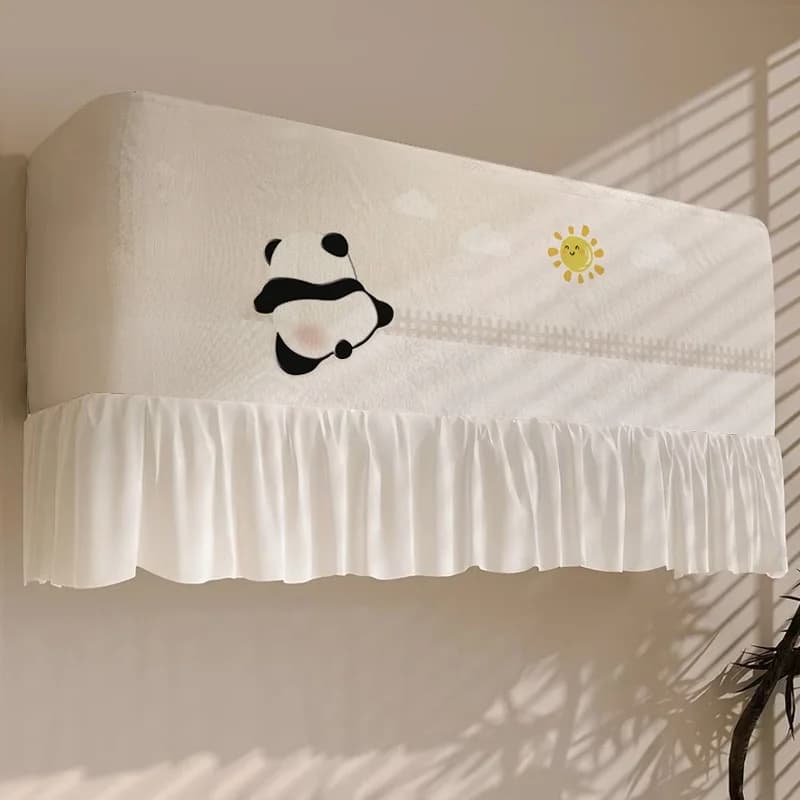 Cartoon Panda Copertura per condizionatore d'aria Antipolvere Camera da letto a parete Appesa Sle Wihield Tenda Design moderno e semplice Pizzo...
