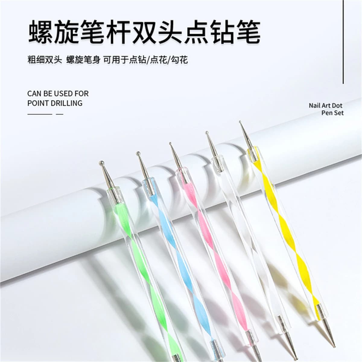 5 pezzi/1 pezzi Set di strumenti per punteggiare nail art a 2 vie, penne per punteggiare le unghie per raccoglitori di strass, disegno di design e decorazione