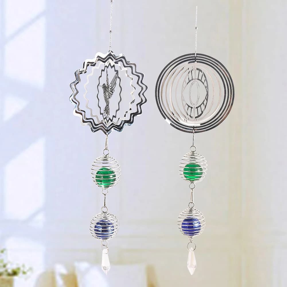 Kinetic Hanging Wind Spinner Stabilizer Gazing Ball Crystal Suncatcher Wind Chimes Bead Cage Lucky Car Pendant Yard Garden Decor