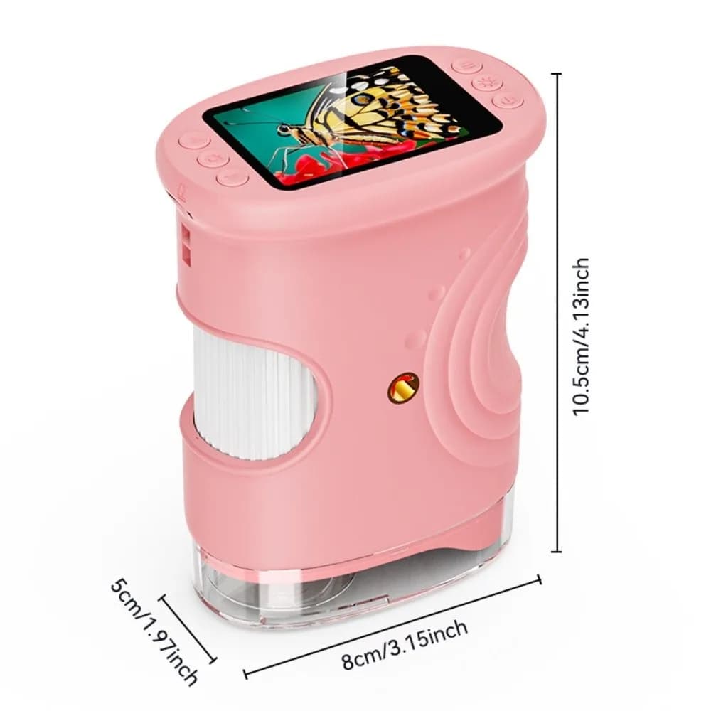 Microscopio portatile 1000X per bambini Microscopio digitale con schermo HD da 2 pollici Scatta foto Microscopio per bambini Scienza Discovery