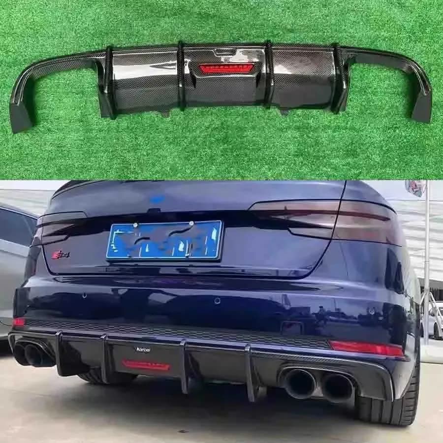 For Audi Regular A4 A4 B9 2017-2019 Carbon Fiber Car Rear Bumper Diffuser Rear Splitters Spoiler Back lip body kit
