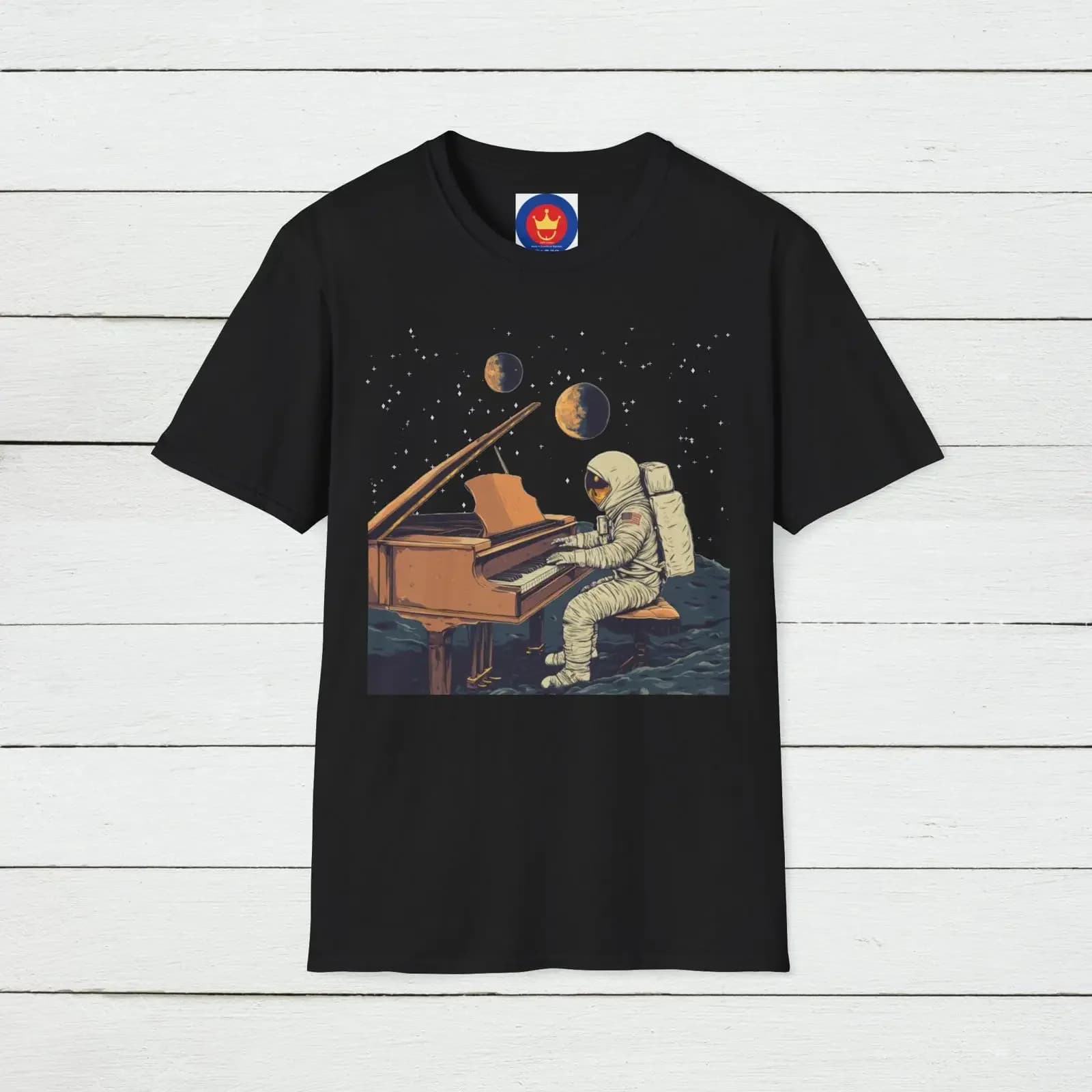 Maglietta Astronauta Musicista Divertente, Stile Vintage Lavato, Unisex, Elasticizzata, Versatile, Elegante, Casual
