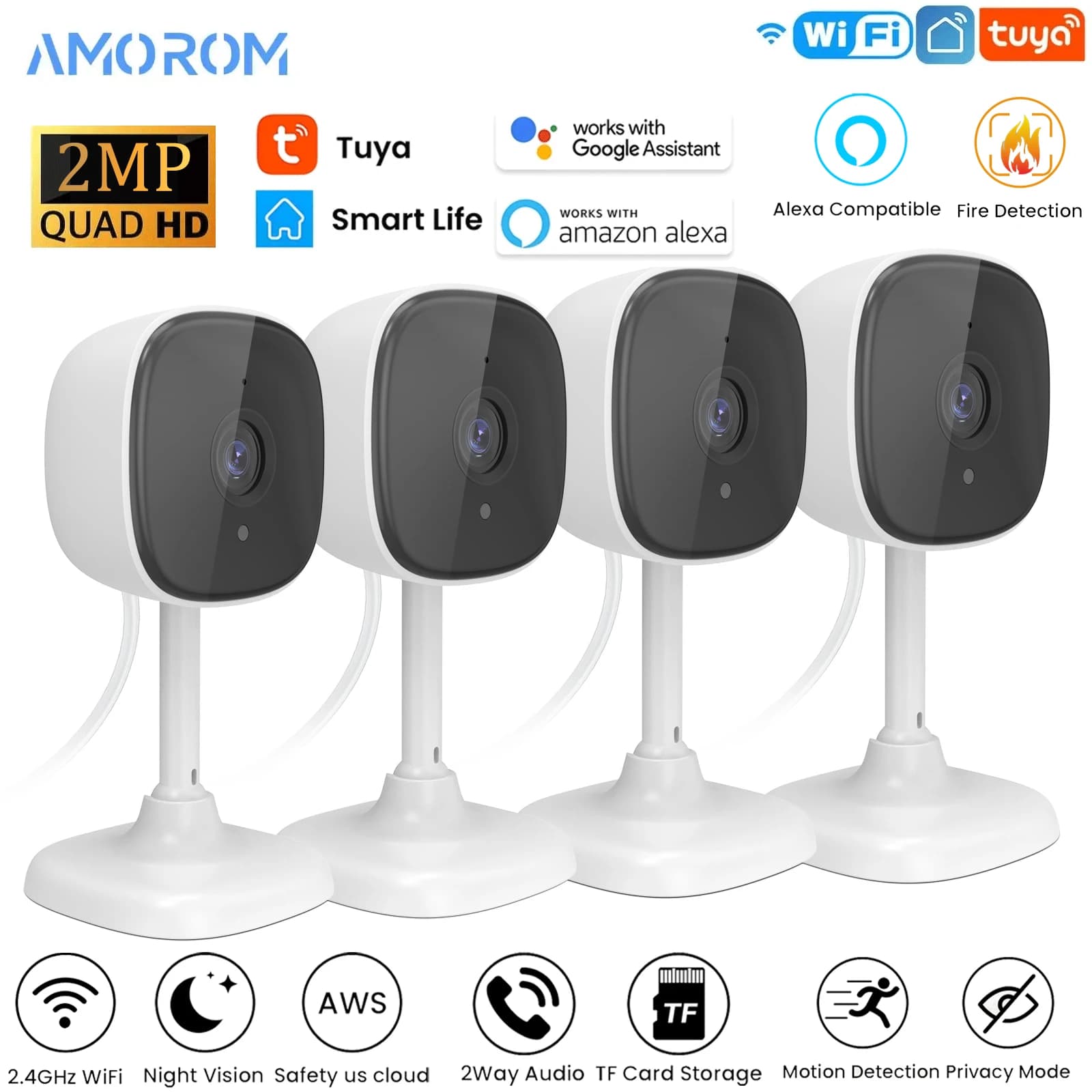 Amorom 1080P Wifi IP telecamera di sorveglianza Pet Baby Home Video Monitor bidirezionale Talk Night Vision Camera Ios Android IP Camera