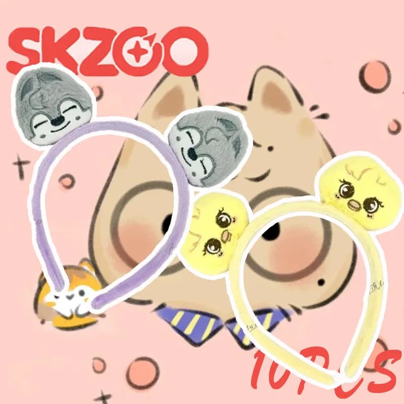 Fascia per capelli in peluche SKZOO K-pop, simpatico accessorio per capelli con frangia a tema anime 2D, regali di merchandising con idol animali 2026