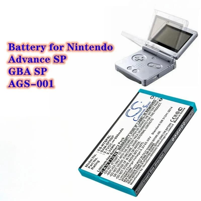 Batteria per console di gioco 3,7 V/900 mAh AGS-003, SAM-SPRBP per Nintendo Advance SP, AGS-001, GBA SP