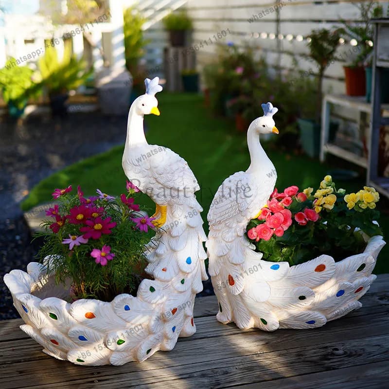 Outdoor terrace courtyard garden balcony decoration landscape plant ornament fresh peacock flower pot