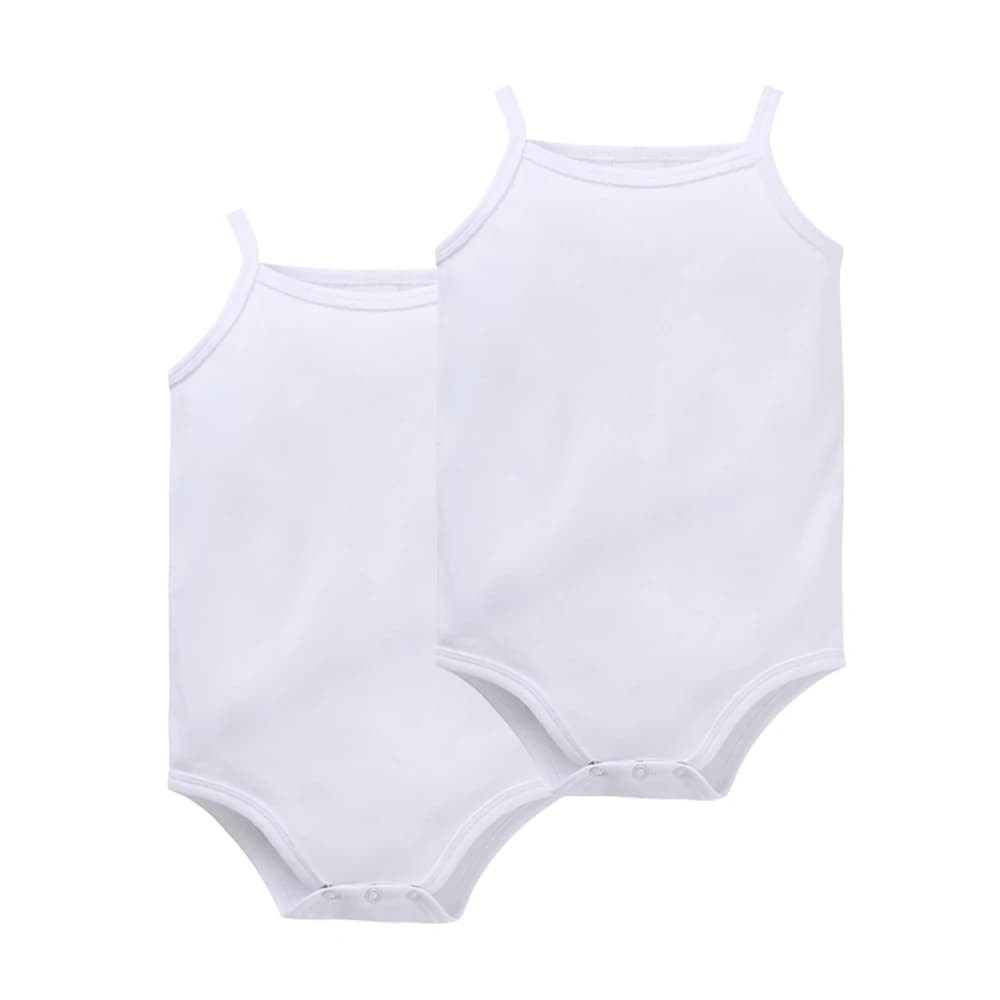 Summer Newbonr Neonate Ragazzi Sling Vest 0-24 Mesi 100% Cotone Bianco Solido Design Tuta Abbigliamento Infantile