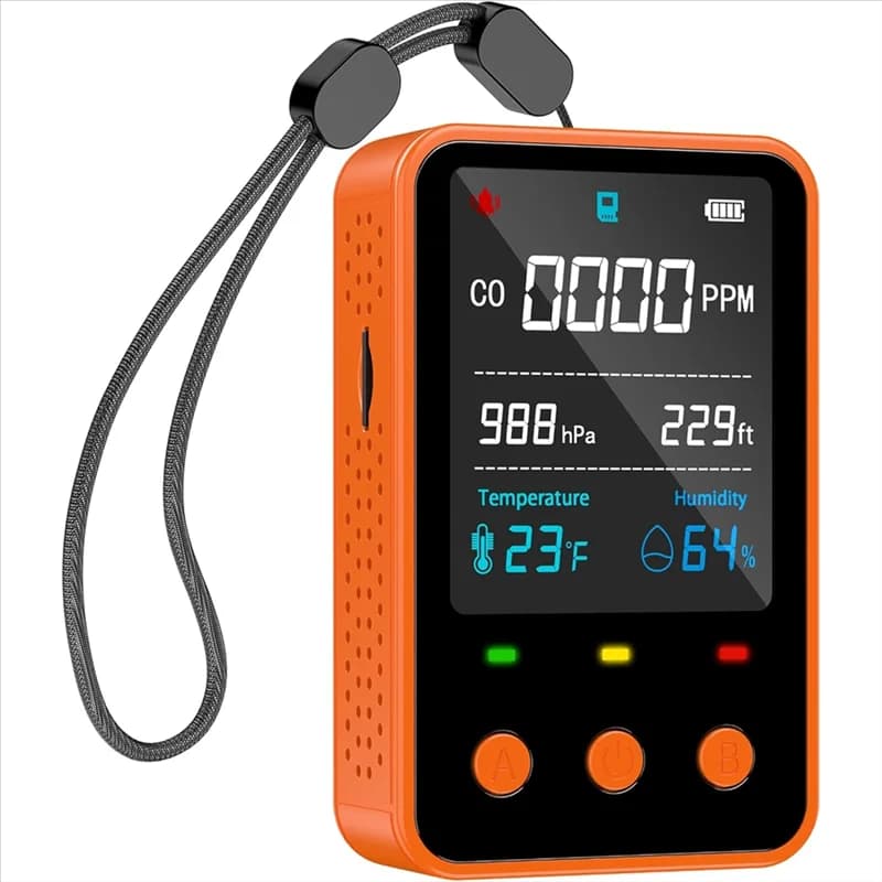 【Livraison Rapido】 Rilevatore portatile di monossido di carbonio 5 in 1 con mini misuratore di CO, sensori di altitudine, temperatura, umidità per Trave