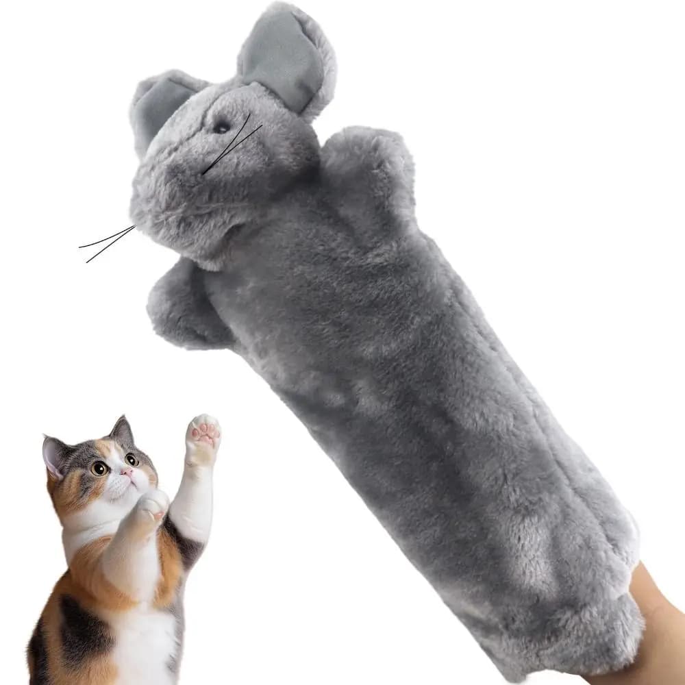 Plush Cat Wrestling Toy Puppet 38cm Fun Play Interactive Glove Cat Toys Soft Safe Cat Wrestling Glove Hand Puppets Indoor