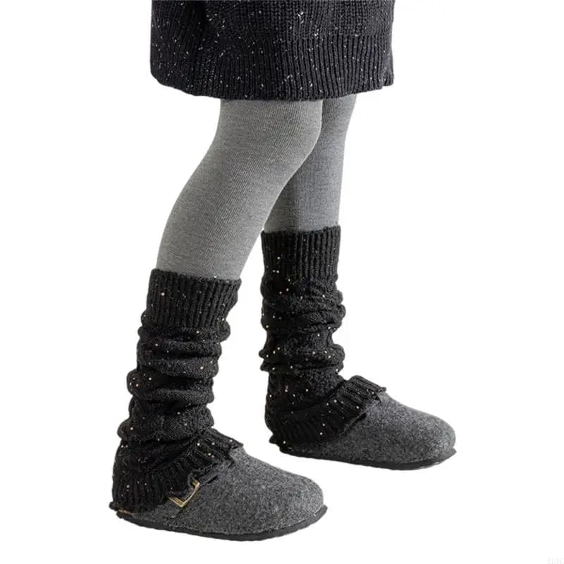A5YC Glitter Brilliant scaldamuscoli per ragazze elastico stile impilato calzino morbido sulla pelle
