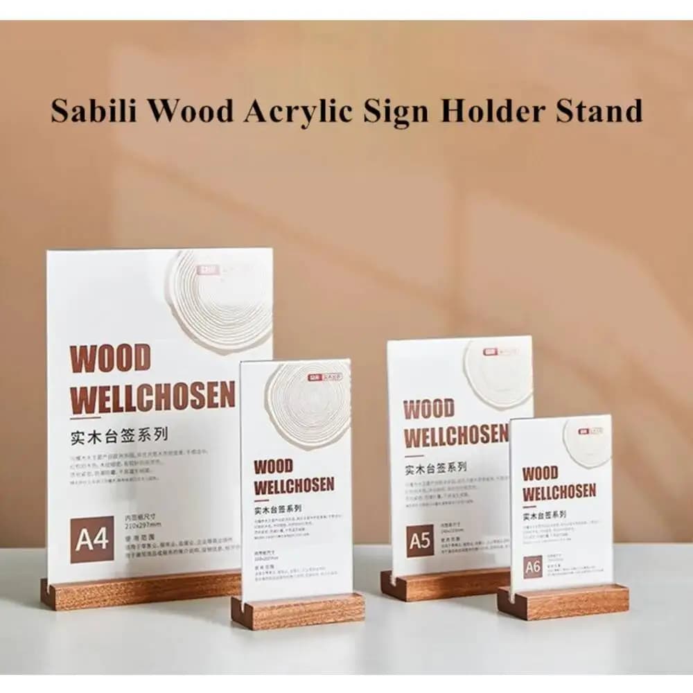 1 Pezzo Espositore per Menu in Acrilico con Base in Legno A4 210x297mm, Porta Cartelli, Porta Prezzi, Porta Poster, Cornice per Etichette
