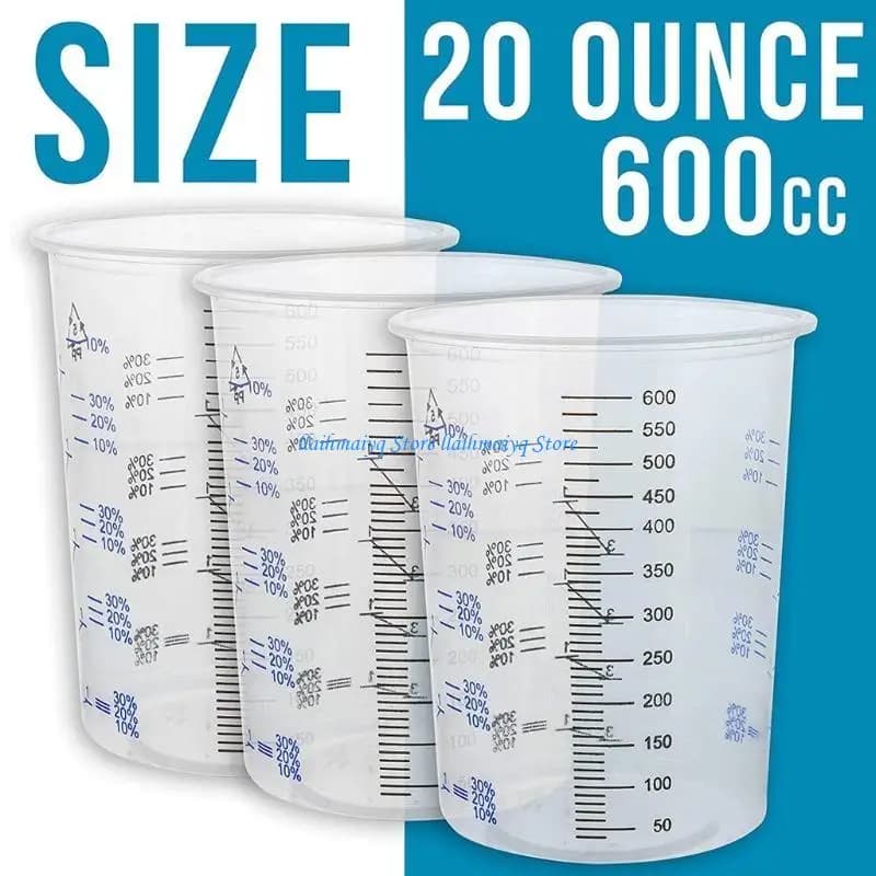 573B 50Pcs Disposable Clear Graduated Plastic Mixing Cups for Paint UV Resin Epoxy
