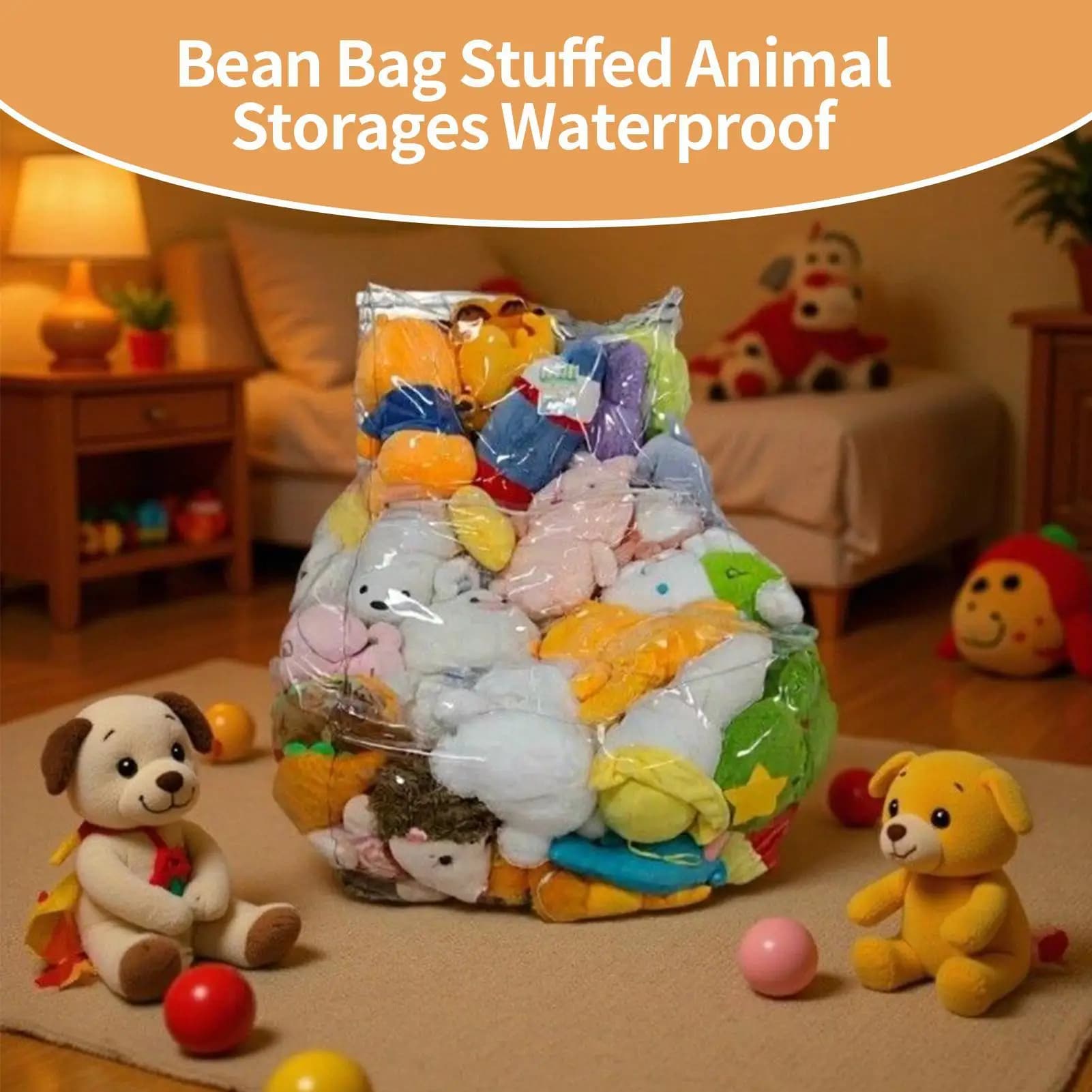 Fodera per sedia a sacco per riporre animali di peluche Fodera per sedia a sacco trasparente per riporre animali di peluche per divano letto rilassante