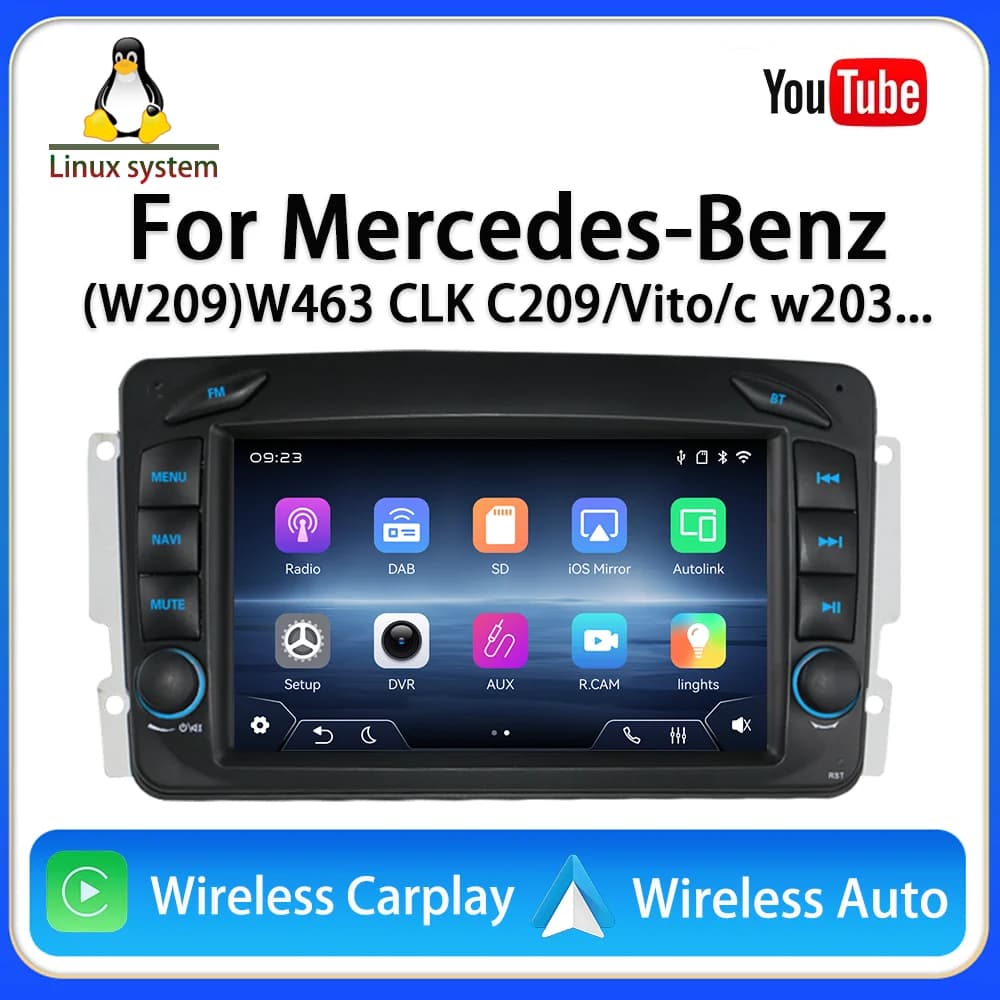 Per Mercedes-Benz (W209) W463 CLK C209/Vito/C W203... 2026 Nuovo Sistema Linux Bluetooth Musica Video Lettori Multimediali Telecamere