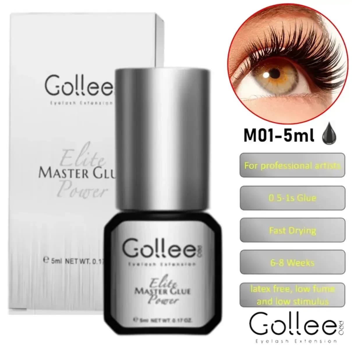 Gollee 0.5S colla per ciglia colla Extra forte 50-60days colla per ciglia nera forniture per Extension ciglia adesivo per ciglia
