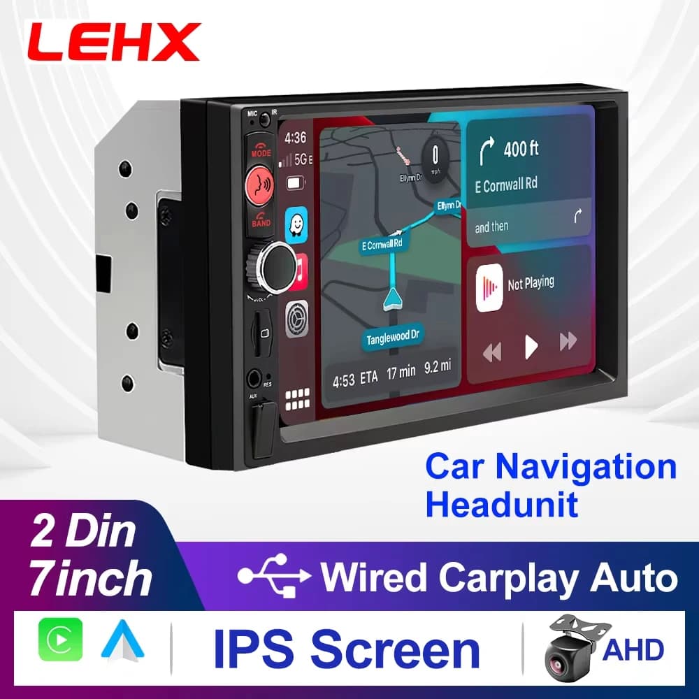 LEHX IPS Touch Screen 7 pollici 2 Din Stereo Carplay Android Auto Player HD Automotive Multimedia Car Lettore MP5 USB Bluetooth Card