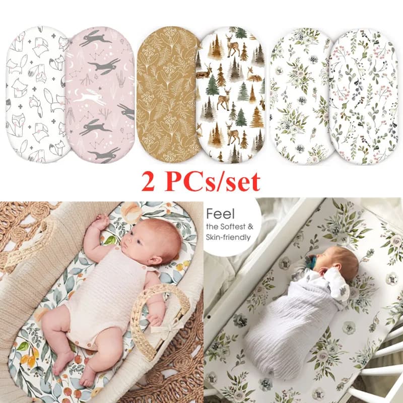 2 pezzi lenzuola con angoli per bambini in cotone stampa universale lenzuolo per culla materasso morbido elastico per culla materassino per fasciatoio per bambini