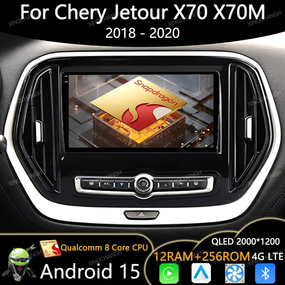 Android 15 Autoradio Per Chery Jetour X70 X70M 2018 - 2021 BT GPS 4G WIFI Carplay Auto Multimedia Stereo Video Player QLED 2DIN