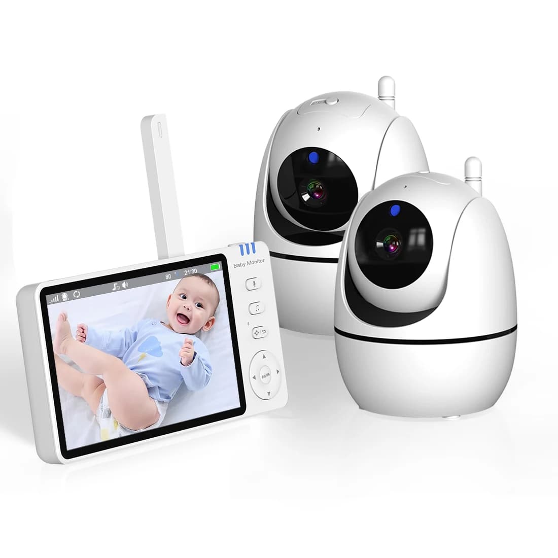 5Inch Intercom Baby Monitor VOX Lullaby Feeding Plan Babysitter Temperature Display Cry DetectionWireless PTZ Baby Camera