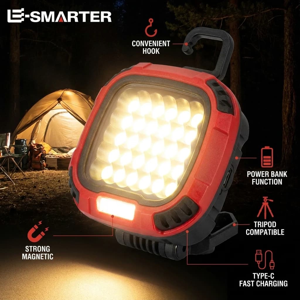 Multi-Functional Rechargeable COB Floodlight Portable Magnetic Working Lamp for Outdoor Camping Emergency Repair Highlight Light