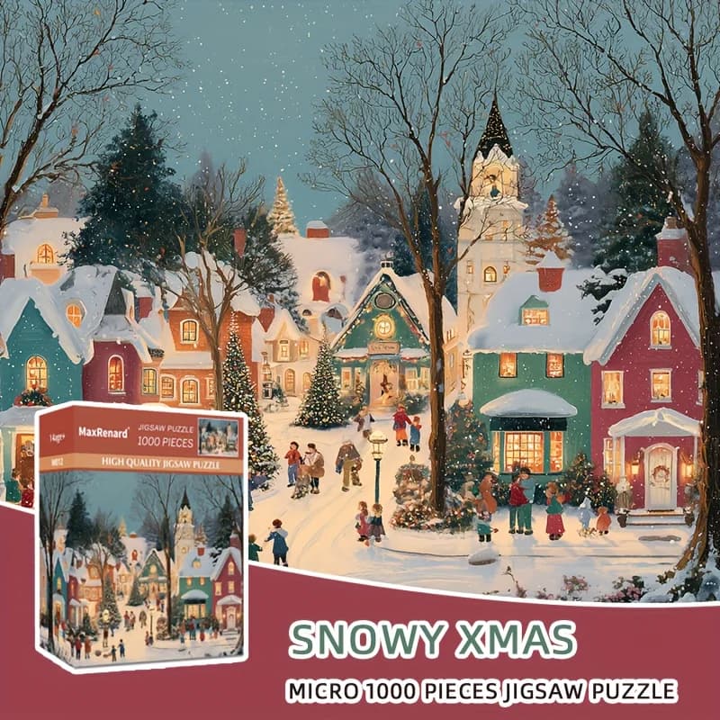 Mini puzzle per adulti con scene di neve di Natale da 1000 pezzi 38x26 cm (15" X 10,2") Puzzle a tema per le vacanze invernali per adulti