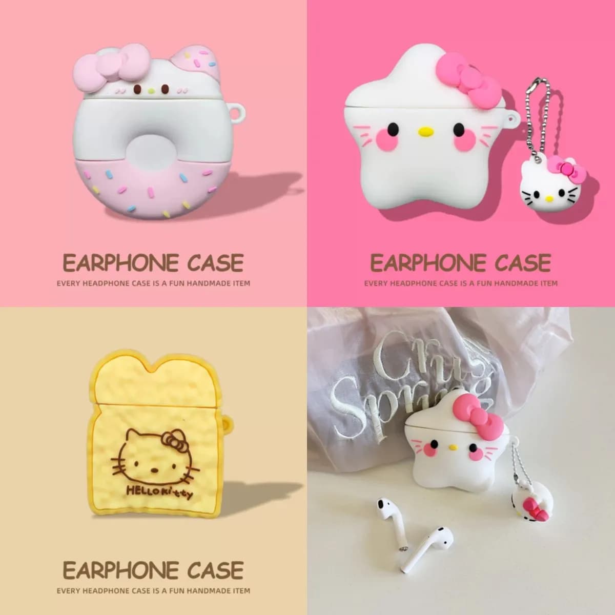 Cartoon kawaii Cute Star Donut Toast Kitty per Airpods 1 2 3 Pro Pro 2 Custodia per auricolari in silicone Accessori Cover