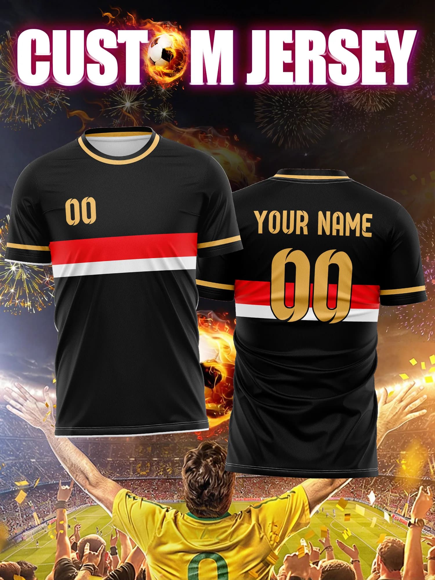 Custom Football Mesh with Image, Number and Name, Kit for Amateurs, Breathable Clothing and Absorbent for Calcistic Training