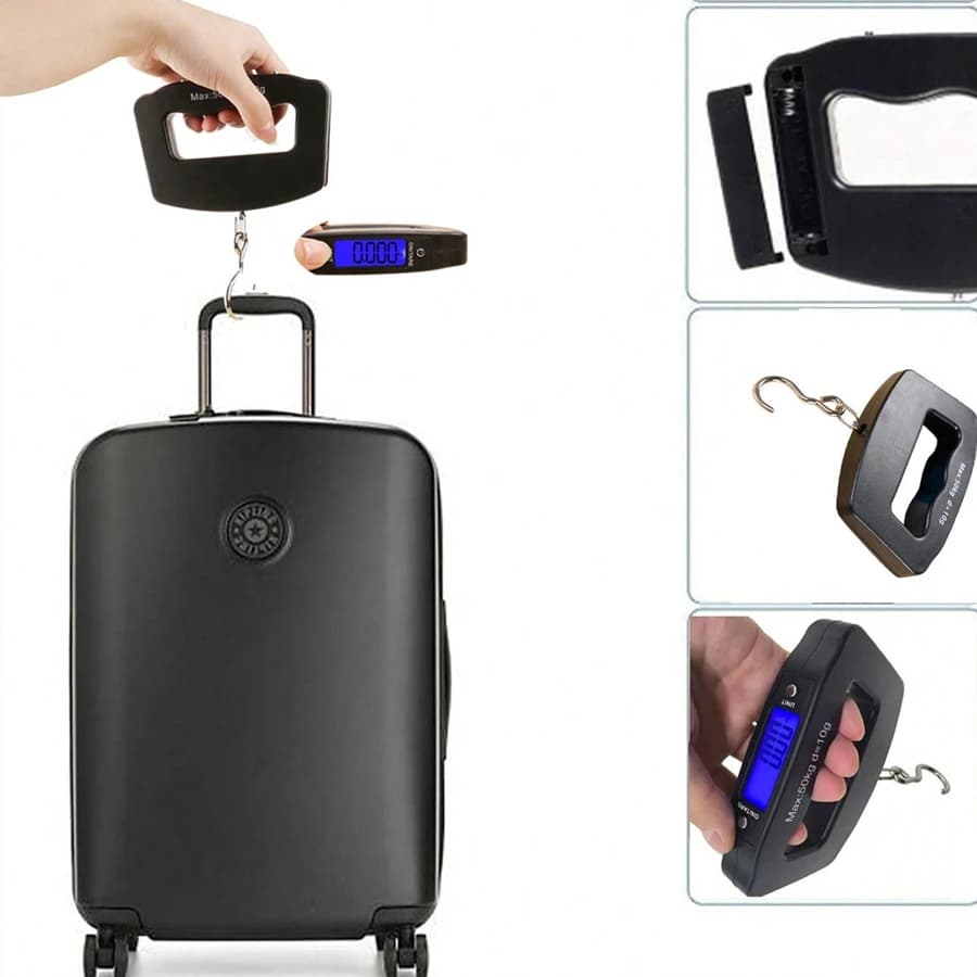 Bilancia portatile Display LCD digitale 110lb/50kg Bagagli elettronici Gancio per appendere Valigia Borsa per bagagli da viaggio Strumenti per l'equilibrio del peso