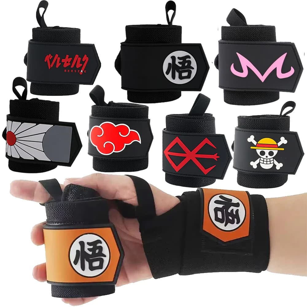 One Piece Naruto Berserk DRAGON BALL Demon Slayer Gym Sports Weight Lifting Wrist Wraps Wristband Training Straps Protector