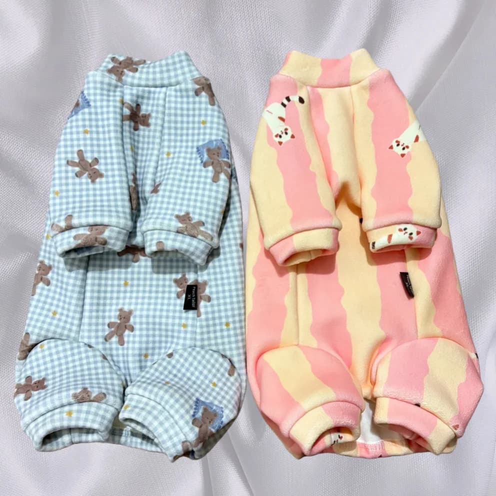 Warm Soft 4-legged Fleece Coat for Sphynx Cat in Winter Pink Pajamas For Devon Rex in Autumn Blue Cartoon Sweatshirt For Kittens