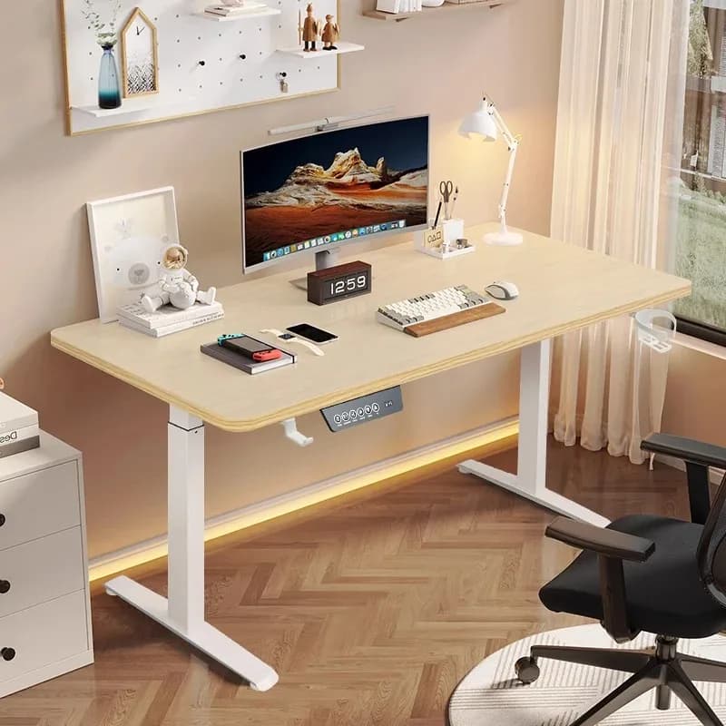 Electric Stand Up Desk Workstation Whole-Piece Desktop With Cup and headphone holder Ergonomic Height Adjustable Standing Desk