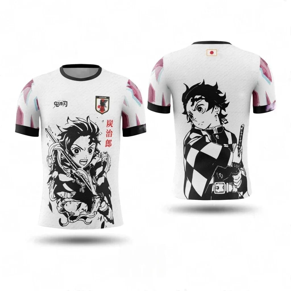 Bandai Japan Anime Soccer Jersey Kimetsu No Yaiba T Shirt Tanjiro Zenitsu Inosuke Unisex 3D Print Short Sleeve Sportswear Top