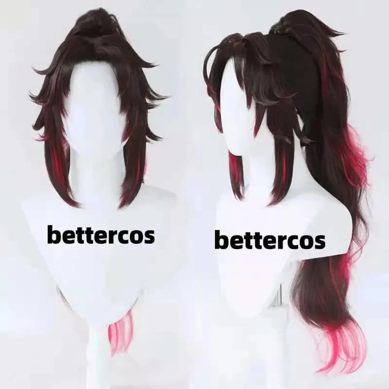 NewTsugikuni Yoriichi Black Red Mixed Cosplay Anime Wig Heat Resistant Synthetic Wigs2025c;5,v'8.d;