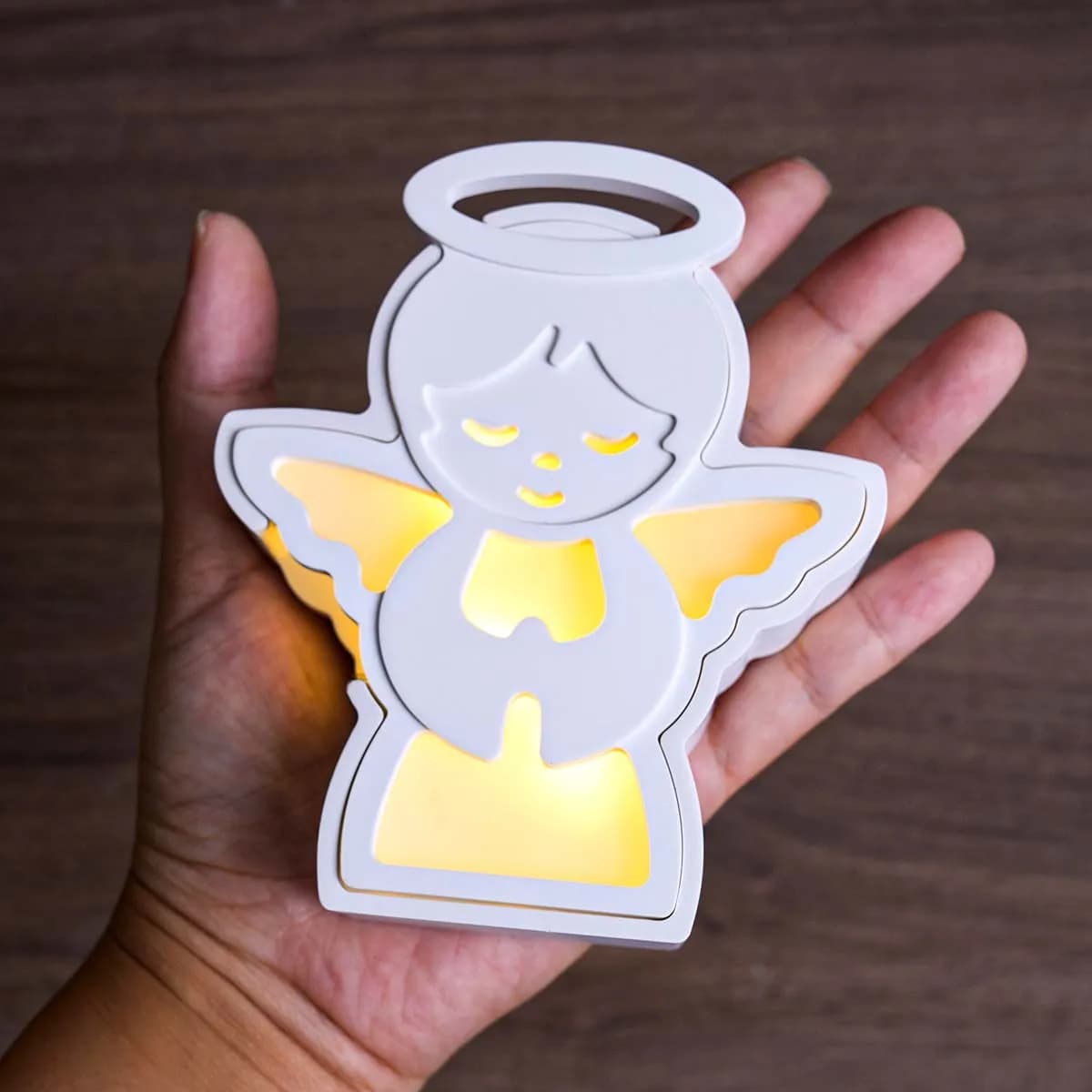 Angelo di Natale Lampada Silhouette Stampo Regali fatti a mano fai-da-te Scatola di immagazzinaggio Gesso Resina LED Luce notturna Stampi in silicone artigianali Home Deco