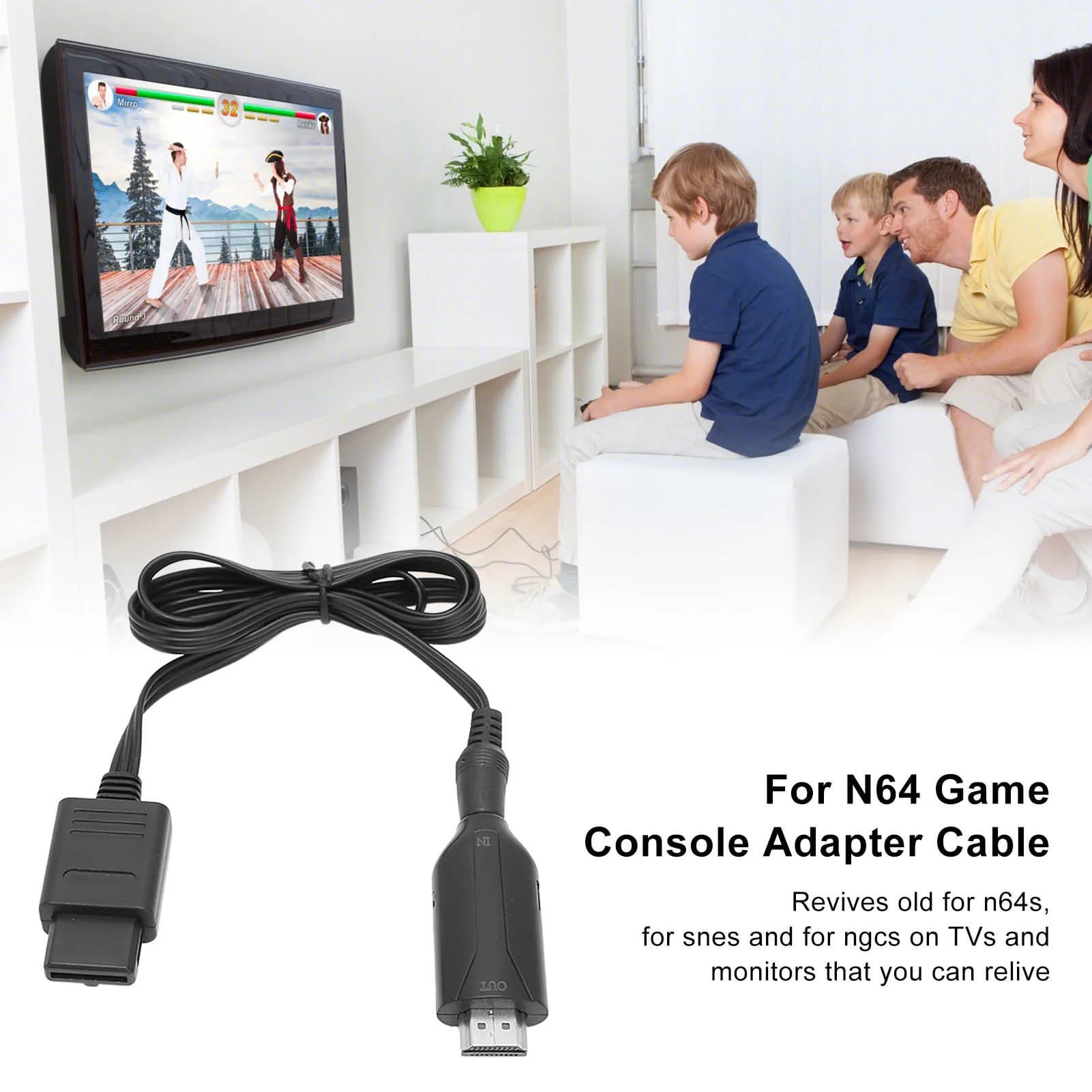 Convertitore video per console di gioco per Ngc Per N64 Convertitore di interfaccia multimediale da snes a HD Convertitore video HD con cavo di alimentazione