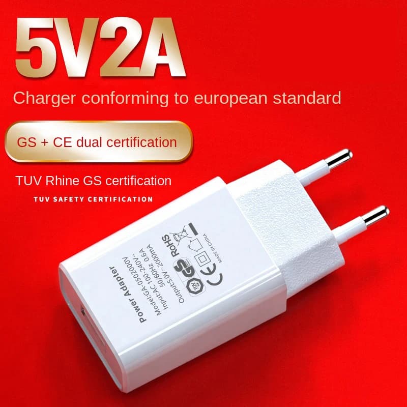 Spina UE 5V 2A Caricabatterie universale per telefono cellulare USB singolo Adattatore per caricabatterie da viaggio Caricatore GS/CE per Samsung iPhone Xiaomi