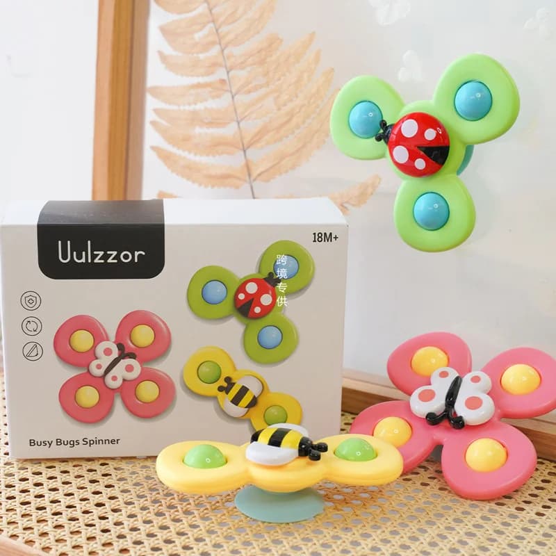 Giocattoli Girevoli Antistress per Neonati, 3 Pezzi, Divertenti Spinner da Tavolo, Bagno, Finestra, Viaggio, Regalo Sensoriale per Bambini