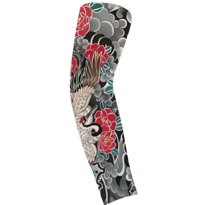 Men's Sun Protective Sleeve in Breathable Ice Silk with Floral Pattern for Arm, Effect Tattoo