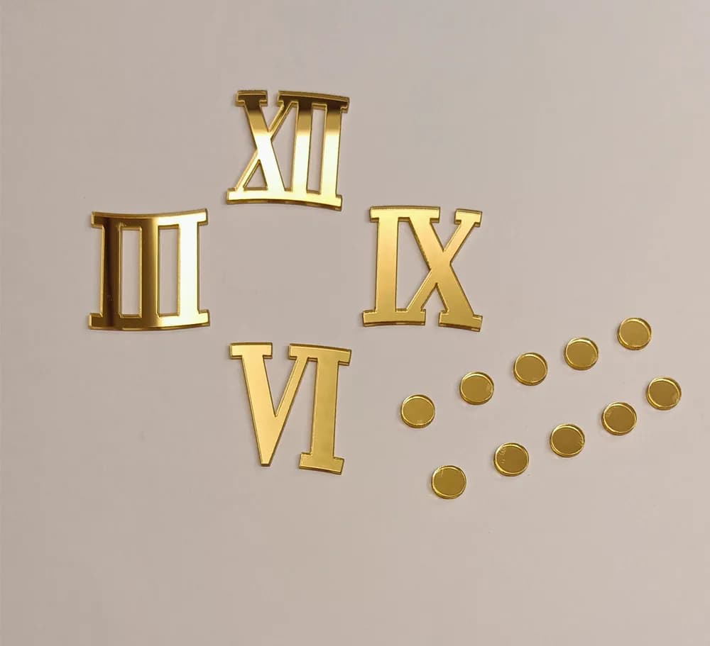 Roman acrylic numbers self-adhesive mirror (numbers) with round points for a wall clock