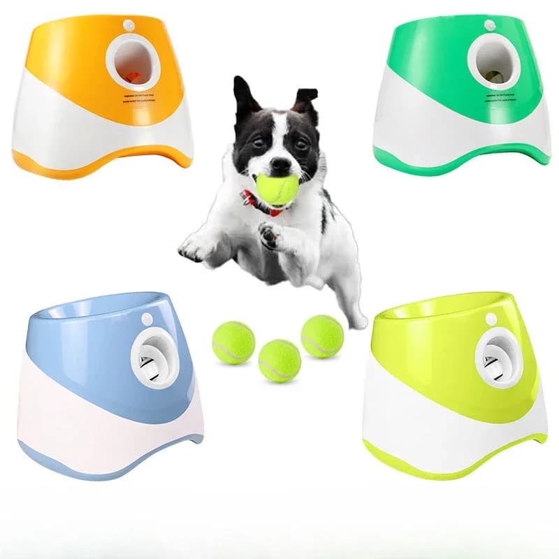 Automatic Dog Ball Launcher Tennis with 3 Balls, Interactive Pet Toy Machine