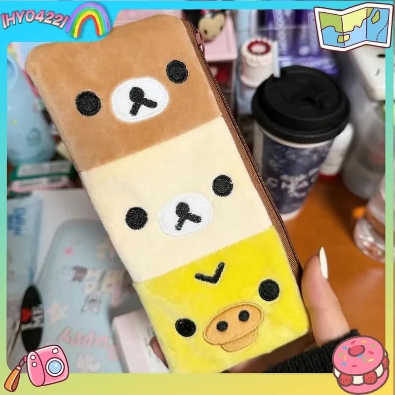 Astuccio Morbido Rilakkuma, Simpatico Orsetto, Grande Capacità, Borsa Multifunzionale per Cancelleria da Scrivania, Custodia Portatile per Fotocamera