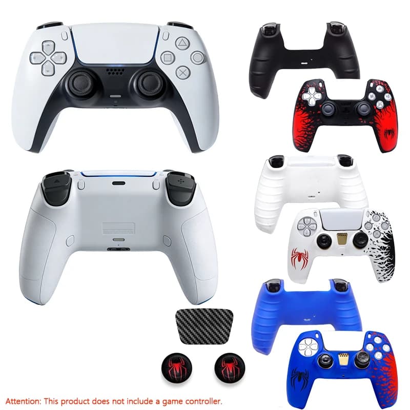 Custodia per Controller PS5 con Adesivi Skin per Touchpad + 2 Grip per Pollice per PlayStation 5, Accessori Protettivi in Silicone