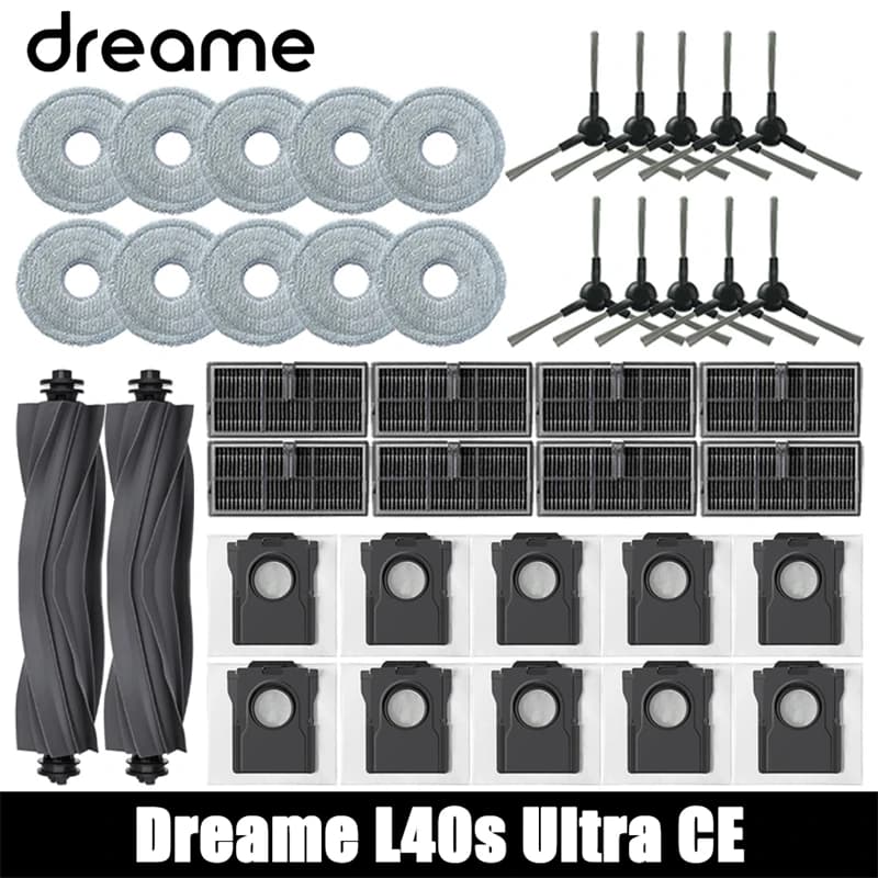 Dreame L40s Ultra CE Robot Vacuum Cleaner Accessories Main Side Brush HEPA Filter Mop Cloths Dust Bag Spare Parts