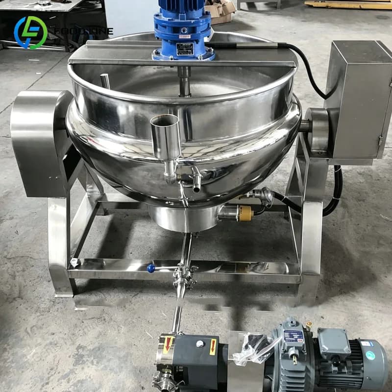 Electric Tilting Cooking Kettle with Mixer Industrial Food Cooker for Sauce Paste Jam Customized