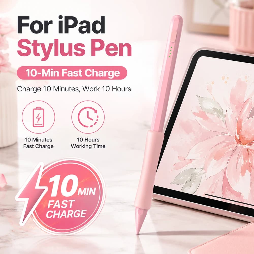 Fast Charging Stylus Pen Set for iPad, Student Writing Pencil Kit with Silicone Sleeve, Palm Rejection, Magnetic Study Notes Pen
