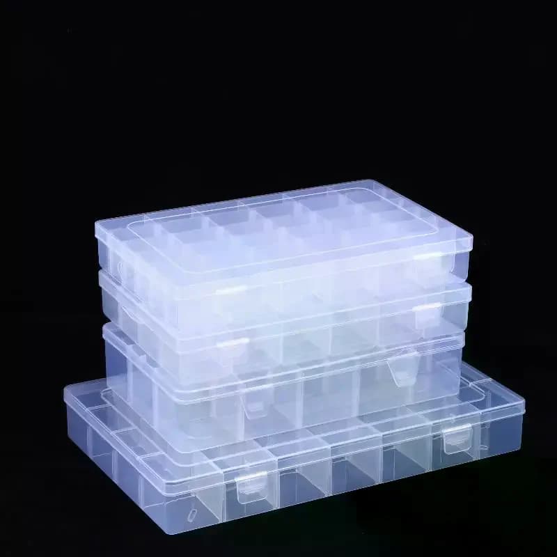 Contenitore per Gioielli/Orecchini da 1/3 Pezzi, Scatola Trasparente in Plastica con 15/18/24/28/30/36 Scomparti, Scatole Porta Attrezzi e Viti