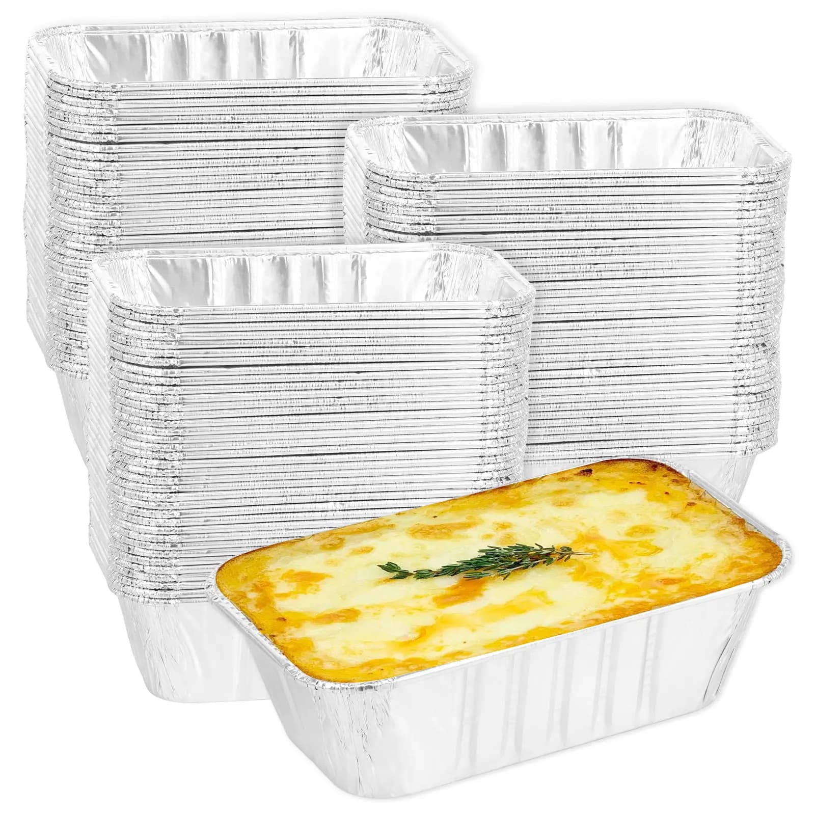 25/100 Pieces Aluminium Rectangular Trays Disposable for Cooking, AirFryer Food Containers, BBQ Boxes, Takeaway Boxes