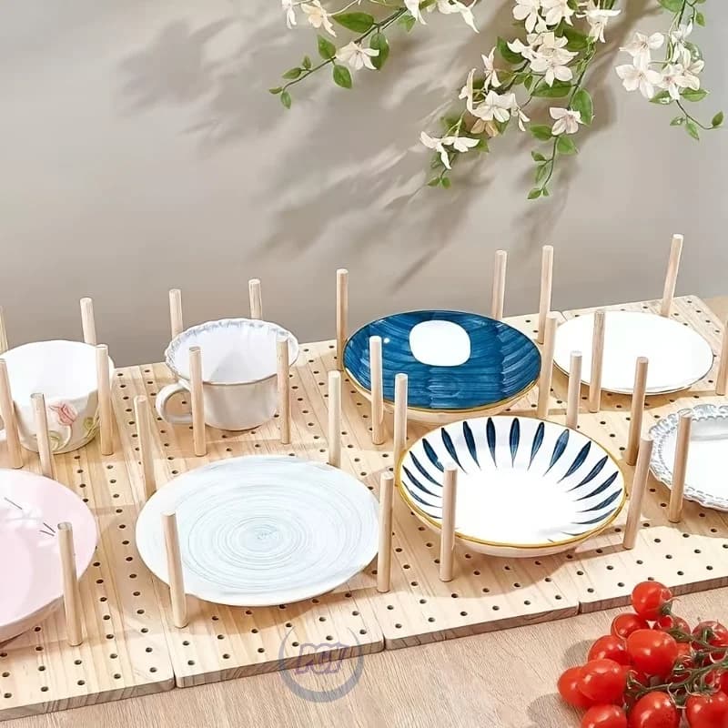 3Pack Wooden Pegboard Drawer Organizer Desktop Storage Rack 24 Adjustable Pegs and Wooden Board Adjustable Shelf Storage Cabinet